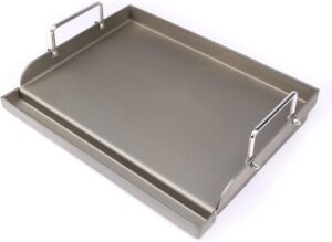 Utheer 17" x13" Nonstick Cast Iron Griddle for Gas Grill, Cooking Griddle Pan for Outdoor Gas Grill, Muti-Purpose Cooking Flat Top Plate for Weber, Nexgrill, Charbroil, Camp Chef, Kenmore